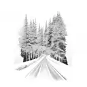 road with landscape tattoo design idea