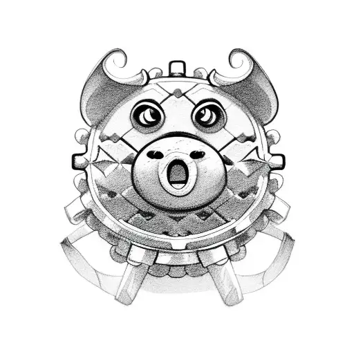 Cute Waffle with a Face tattoo design idea