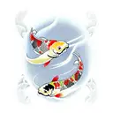 Half sleeve detailed 2 koi fish  tattoo design idea