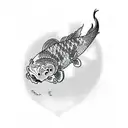 Half sleeve detailed 2 koi fish  tattoo design idea