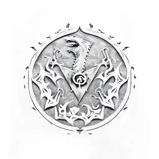 Jon snows long claw sword In the game of thrones serie. With the symbol of the Stark family crest and the Targaryen fami tattoo design idea