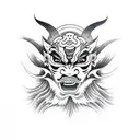 half oni mask half kabuki tattoo design idea