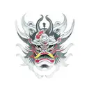 half oni mask half kabuki tattoo design idea