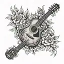 acoustic guitar merging tattoo design idea