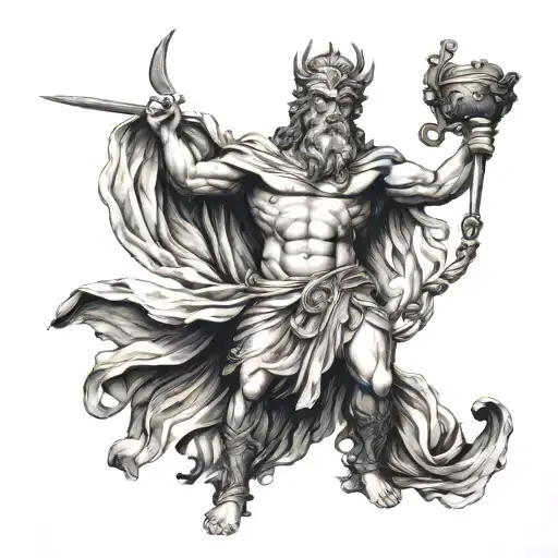 plutus greek god standing proudly tattoo design idea