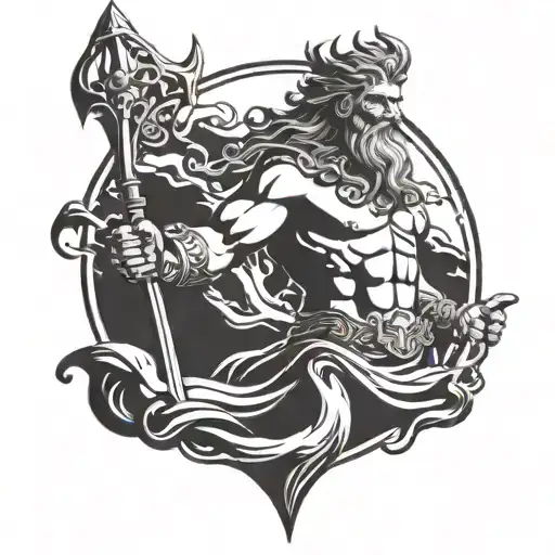 Poseidon holding a trident tattoo design idea