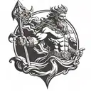 Poseidon holding a trident tattoo design idea