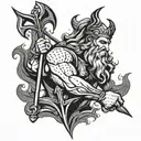 Poseidon holding a trident tattoo design idea