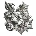 Poseidon holding a trident tattoo design idea