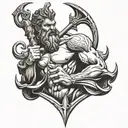 Poseidon holding a trident tattoo design idea