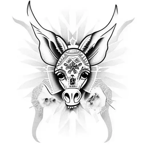 scary undead donkey Dia dos muertos tattoo design idea