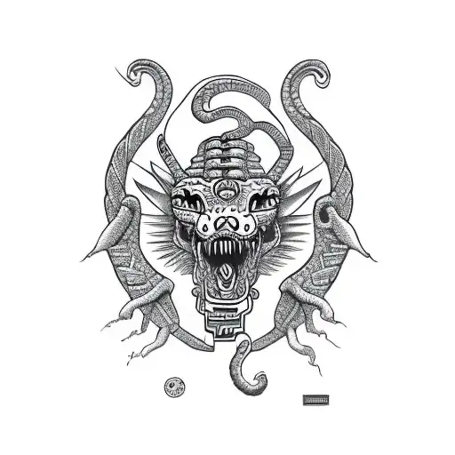 quezacoatl mayan snake for calf tattoo design idea
