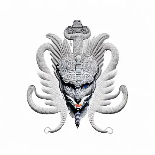 feathered snake Mayan style, make it resemble the Aesculapius  tattoo design idea