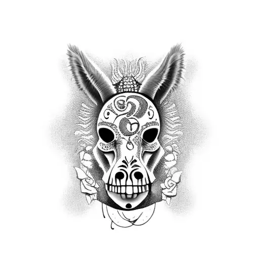 scary undead donkey Dia dos muertos tattoo design idea