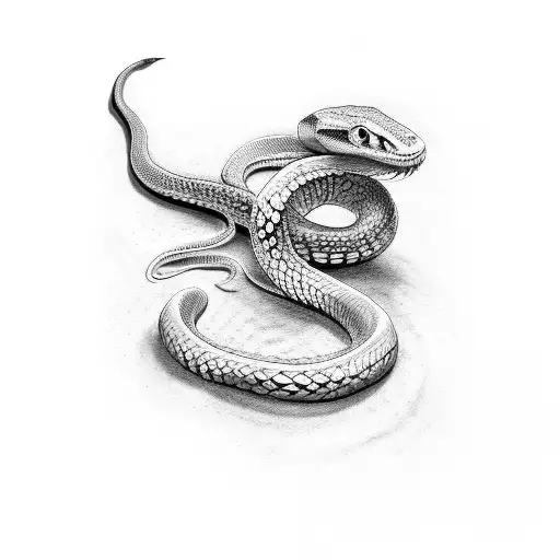 snake around skull tattoo design idea