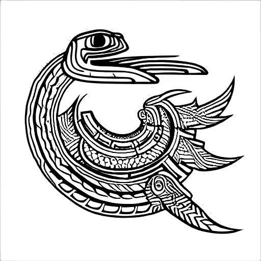 Mayan feathered snake quezacoatl tattoo design idea