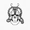 snake around skull día de muertos  tattoo design idea