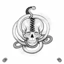snake around skull día de muertos  tattoo design idea