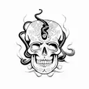 snake around skull día de muertos  tattoo design idea