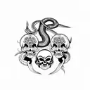 snake around skull día de muertos  tattoo design idea