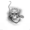 snake around skull tattoo design idea