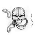 snake around skull tattoo design idea