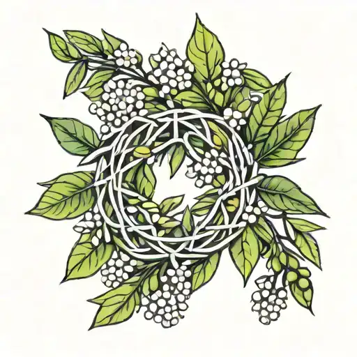 jasmines and olives wreathes wrapping tattoo design idea