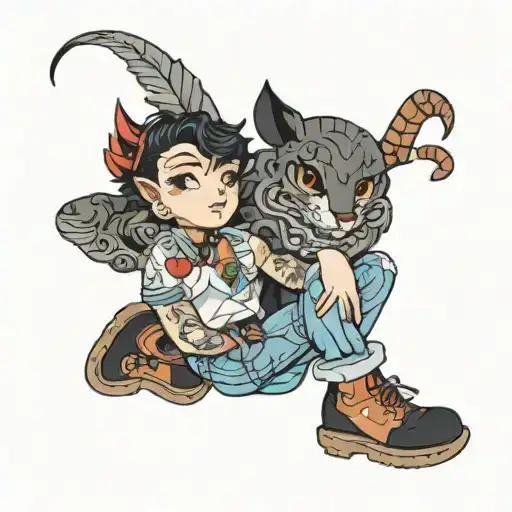 dainty boy in jeans tattoo design idea
