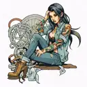 hot girl in jeans tattoo design idea