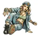 hot girl in jeans tattoo design idea