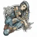 hot girl in jeans tattoo design idea