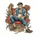 scrawny boy in jeans tattoo design idea