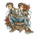 scrawny boy in jeans tattoo design idea