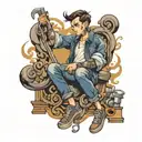 scrawny boy in jeans tattoo design idea