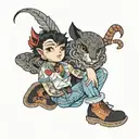 dainty boy in jeans tattoo design idea