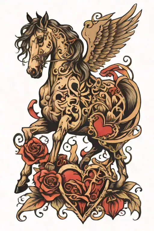 horse, heart, divorce emotional abuse tattoo design idea