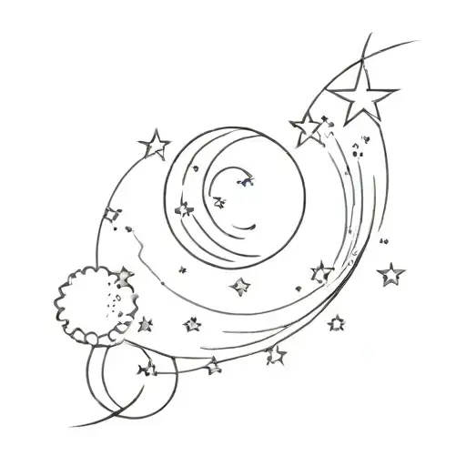 want a simple forearm tattoo where the tattoo has the sun, the moon, the stars and the rainbow in it. It should be black tattoo design idea