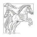 Horses from Apollo 13 patch outline tattoo design idea