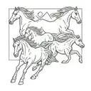 Horses from Apollo 13 patch outline tattoo design idea