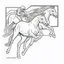 Horses from Apollo 13 patch outline tattoo design idea