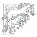Horses from Apollo 13 patch outline tattoo design idea
