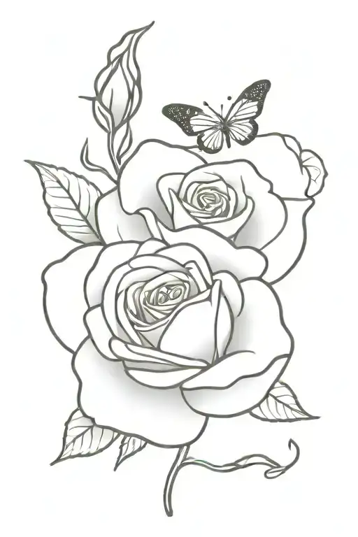a rose with a butterfly caterpillar at the bottom, a caterpillar that is blooming in the middle and a butterfly that tak tattoo design idea