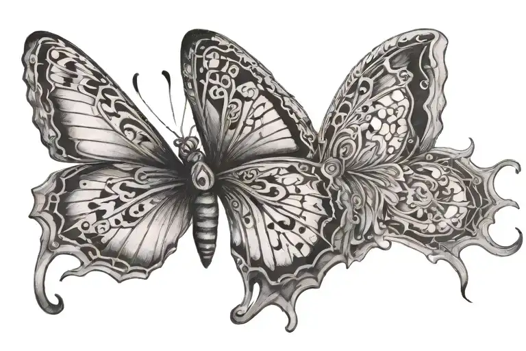 butterfly with animal inside tattoo design idea