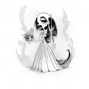 japanese corpse bride tattoo design idea