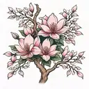 pink magnolia trees tattoo design idea