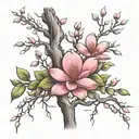 pink magnolia trees tattoo design idea