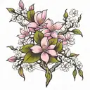 pink magnolia trees tattoo design idea