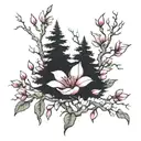 pink magnolia trees tattoo design idea