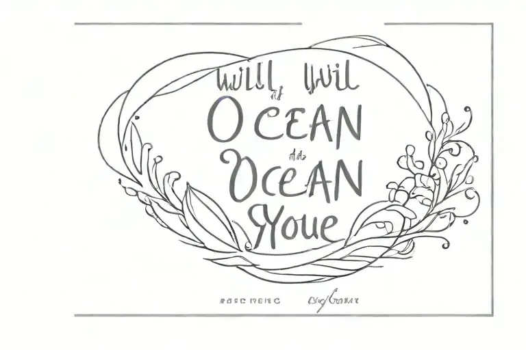 inscription I will become your ocean, and you just be my shore tattoo design idea