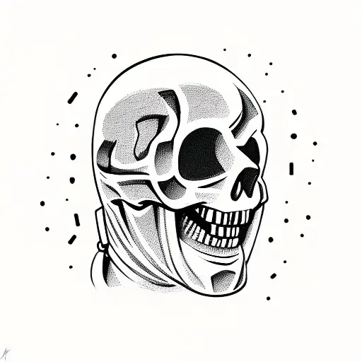 crazy astronaut looking like a skull cowboy asking a question? tattoo design idea